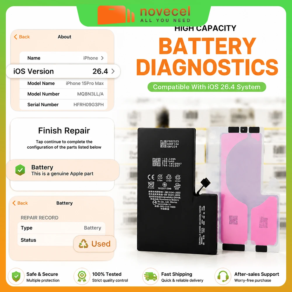 Vormir Diagnostic High Capacity Battery 0 Cycle 100% Health for iPhone 12 13 14 15 Pro Max 13mini Compatible With iOS 18 26