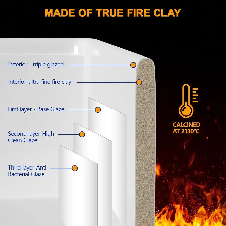 33 x 18 wendbare Bauernhaus-Waschbecken, weiße Schürze vorne, Küchenspüle, Keramik-Feuerzeug, doppelseitiges Frontdesign mit glatter geriffelter Pa