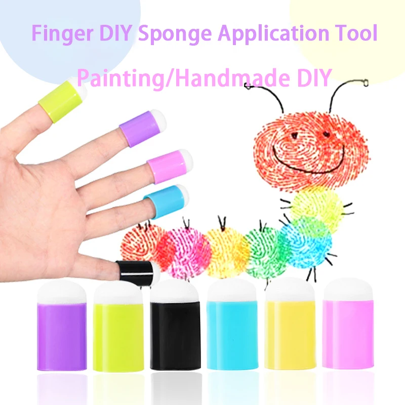 2025 Sponge Finger Caps - Coloring Face Mask - DIY Hand Painting Tool - Children's Pressing Painting Notebook Stamp