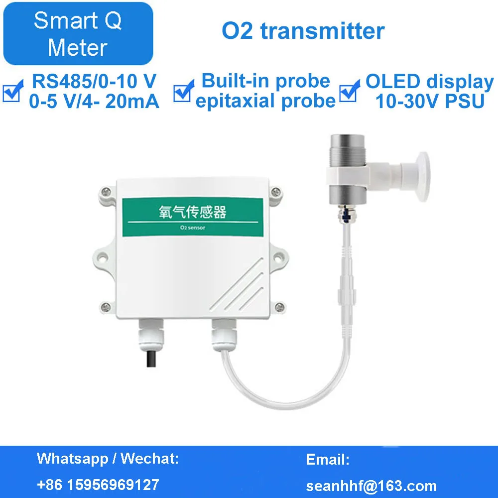OLED oxygen sensor RS485 air oxygen concentration detection 4-20mA gas leakage O2 transmitter