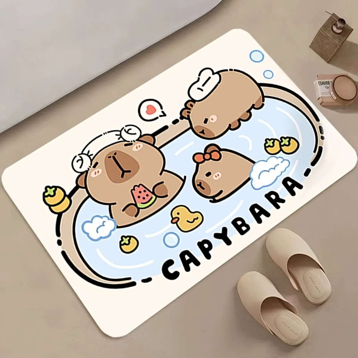1pc Cute Capybara Bath Mat - Soft Thick Flannel Non-Slip Bath with Adorable Capybara Design, Plush Oval Mat for & s, Machine Was