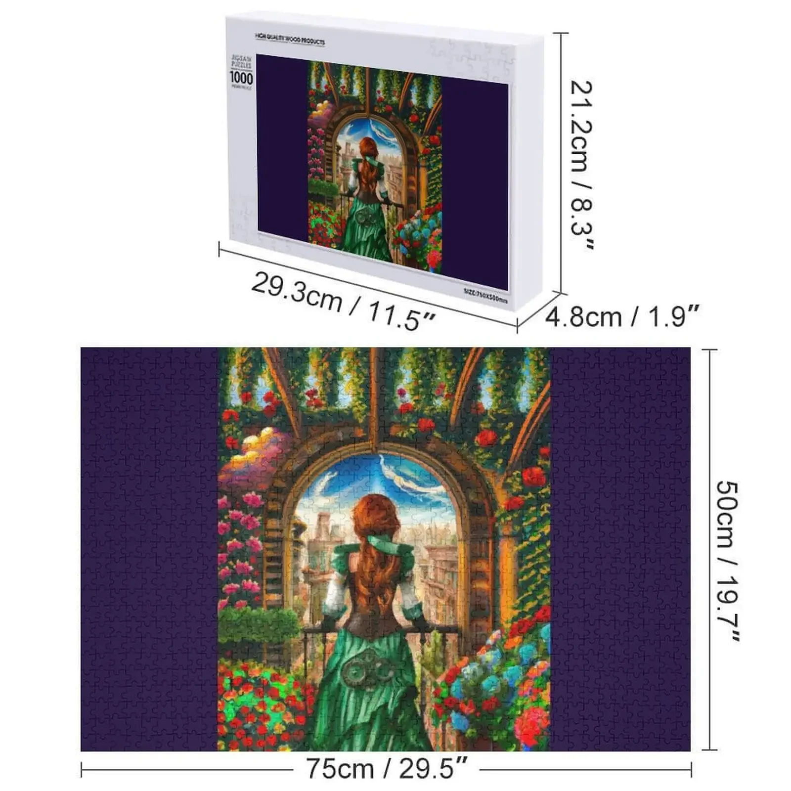 Reiziger's Balcony View - Emerald City Jigsaw Puzzle Foto Gepersonaliseerde geschenken Houten dierenkinderpuzzel