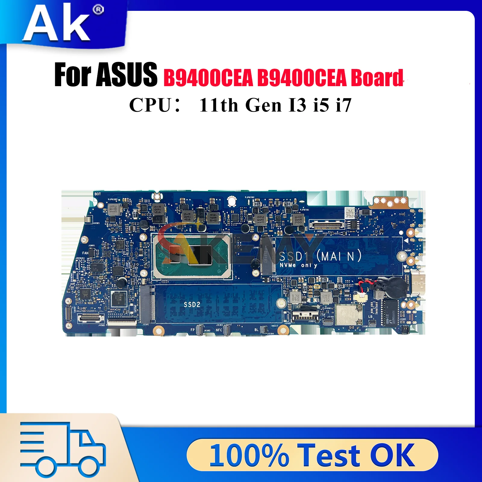 

B9400CEA Laptop Motherboard For ASUS ExpertBook B9400C B9400CEA Notebook Mainboard With 11th Gen I3 i5 i7 tests OK fast shipping