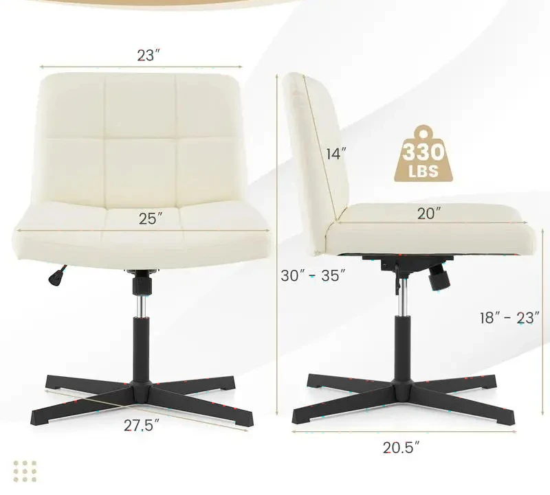 Factory Direct 2026 PU Leather Upholstered Cross-legged Office Chair with Oversized U-shaped Seat for Home Office Make Up-Beige