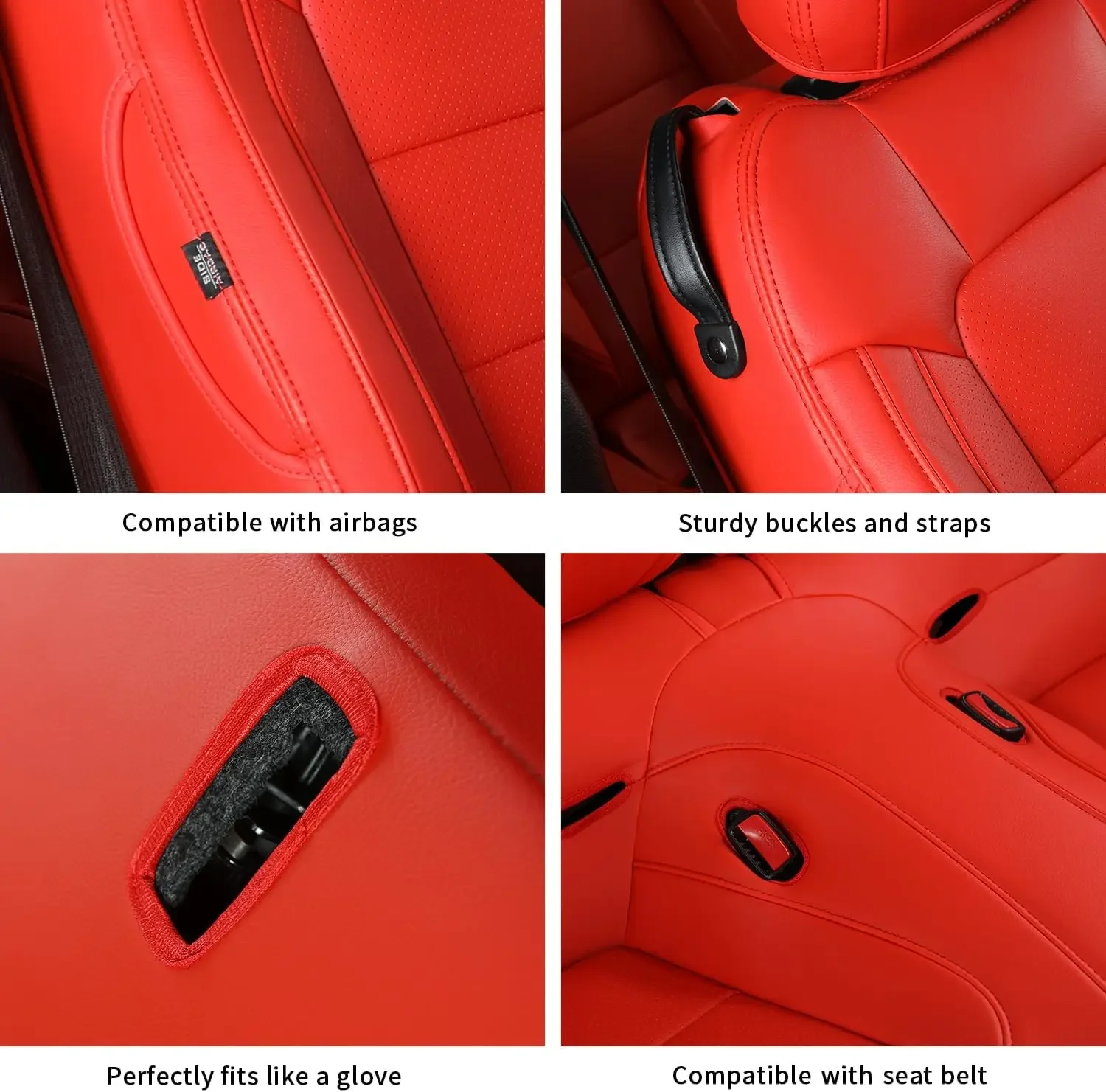 Maßgefertigter Spezial-Autositzbezug für Ford Mustang Coupe Hardtop 2015 bis 2024, Leder-Autositzschutzbezug, Autozubehör – Detail 4