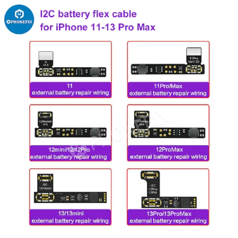 

i2C KC01 Battery Data Calibrator Battery Flex Cable For iPhone 6 -14 Pro Max Battery Health Calibrate Renovate Cycle Data Reset