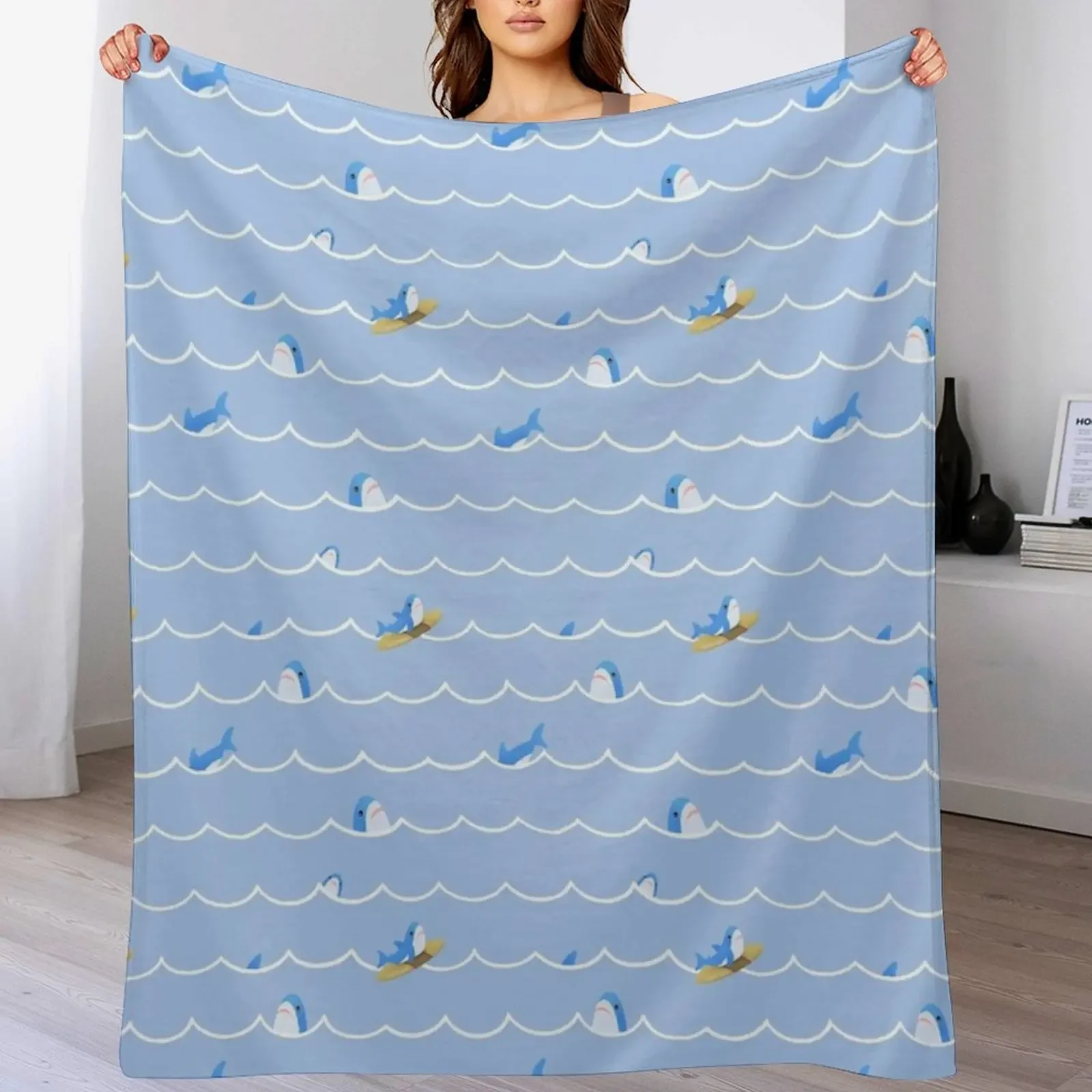 Brucie Blahaj shark riding the wave pattern Throw Blanket blankets and throws Bed Decorative Sofas Blankets