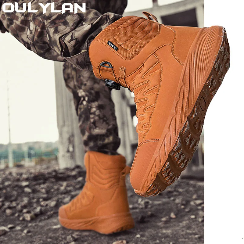 Outdoor Men Army Boots Military Desert Tactical Boots Mens Waterproof Shoes Camping Climbing Hiking Male Ankle Boots