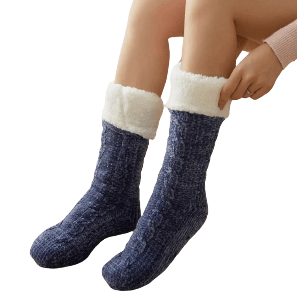 Home Slippers Thickened Thermal Cashmere Socks Velvet Solid Color Sleep Socks Woven Warm Boots Socks Indoor Activities
