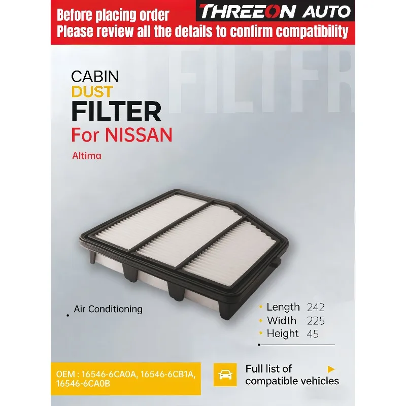 

Воздушный фильтр TOA2080 16546-6CA0A 165466CA0A 16546-6CA0B для Nissan Altima 2019-2024 2.5L QR25DE THREEON AUTO