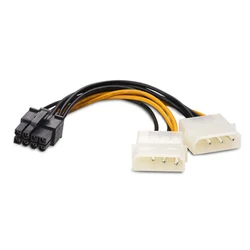 6 inch 2 x Molex 4 pin to 8 Pin PCI Express Video Card Pci-e ATX PSU Power Converter Cable - Molex to Pcie 8 pin (6+2) Adapter