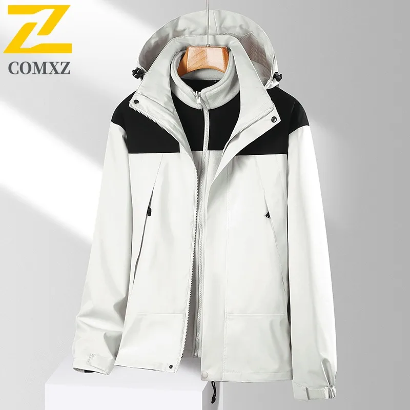 

COMXZ Brand Luxury Men Padded Jacket 2025 Hood Climbing Cold Protection Padding Coat Solid Color Outdoor Windproof Winter Coats