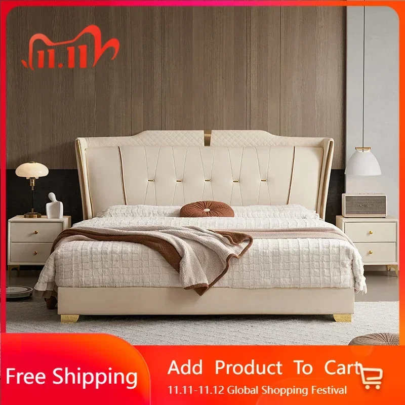 

Women Elegant Tall Bed Double Queen Pretty Bedroom King Frame Bed Luxury Pliable Modern Beauty Sleeping Muebles Trendy Furniture