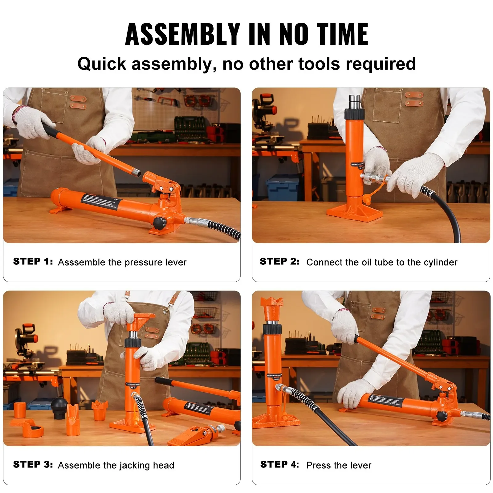 VEVOR 4 Ton Porta Power Kit, Portable Hydraulic Jack, Auto Body Frame Repair Kit with Storage Case for Car Repair Truck Farm