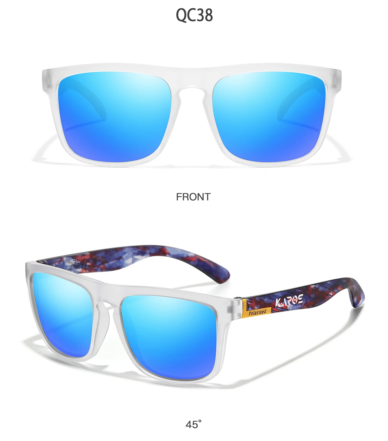 KAROS Männer/Frauen Polarisierte Sonnenbrille Quadratischen Spiegel Marke Design Luxus UV400 Sonnenschirm Unisex Angeln Fahren Radfahren Wandern – Detail 29