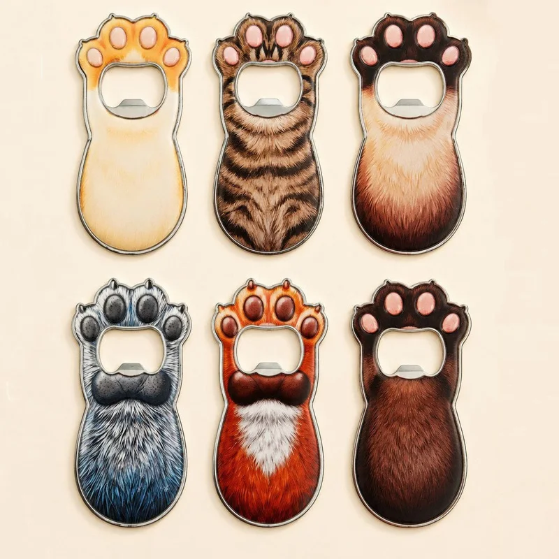 100Pcs/Lot 5 Style Fat Cat Paw Bottle Opener Cartoon Design Magnetic Paw Beer Opener Refrigerator Magnet Wholesale