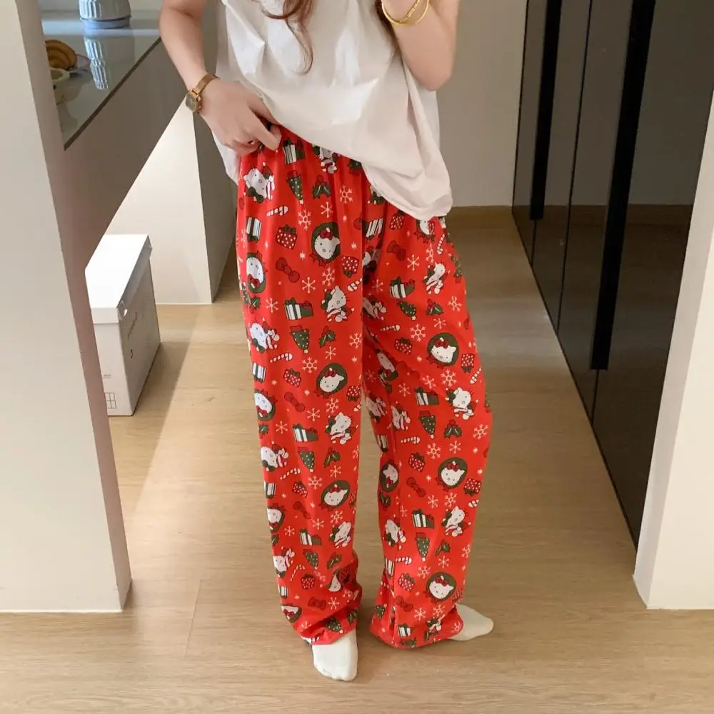 

Anime Female Hello Kitty Pajama Pants Spring Summer Sanrios New Cartoon Loose Cute Homewear Leisure Comfortable Pajamas Pants
