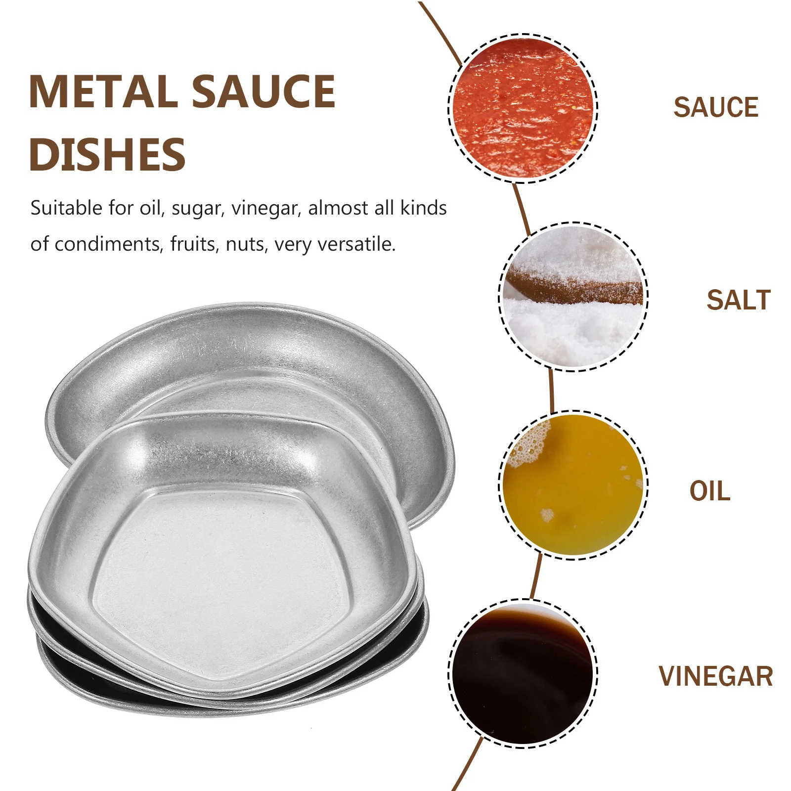 

4Pcs Stainless Steel Dipping Dishes Small Sauce Bowls for Sushi Appetizer Display Storage Multi Purpose Dipping Dish