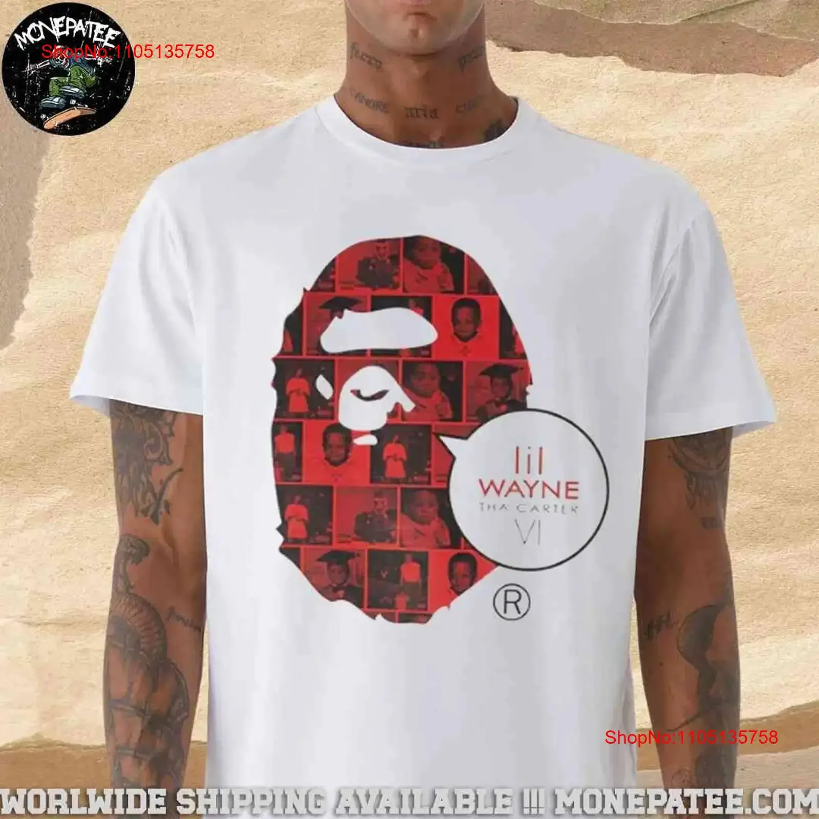 Lil Wayne Tha Carter Vi X Ba p e Merchandise 2025 T-Shirt, alle Größen S 4XL, Vintage-gewaschene Grafik, leicht bequem, gestreckt