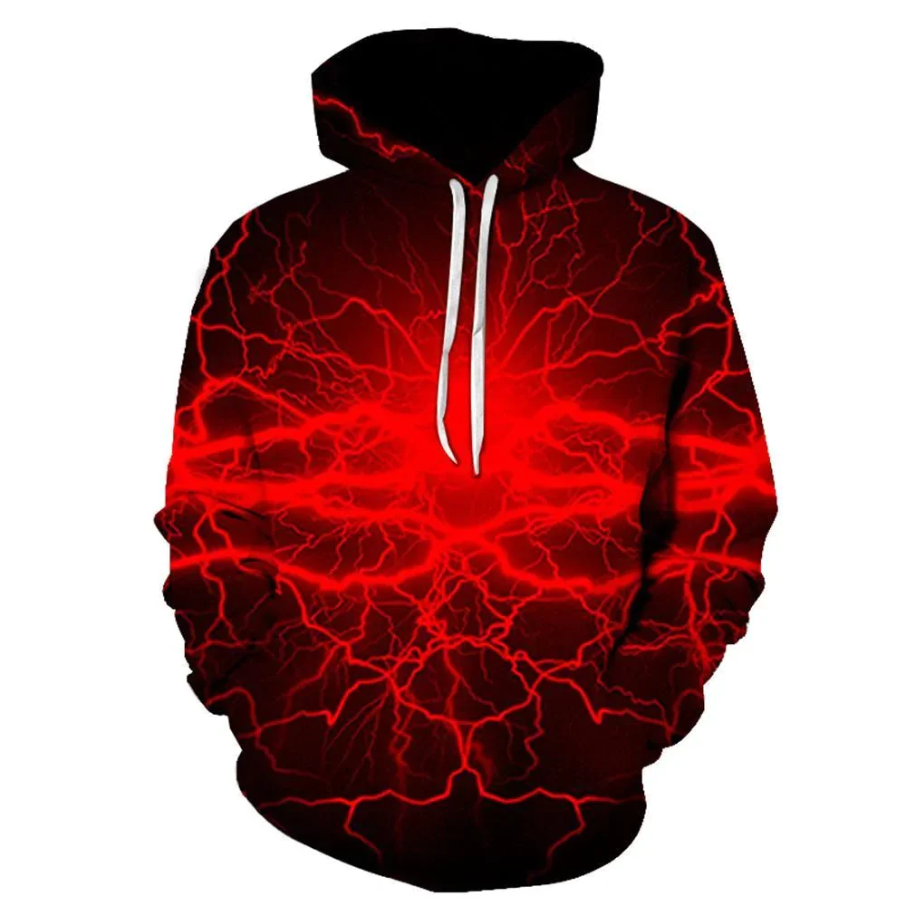 

New Colorful Flame Hoodie 3D Sweater Men's and Women's Hooded Autumn and Winter Coat Men's Black Jacket Hoodie