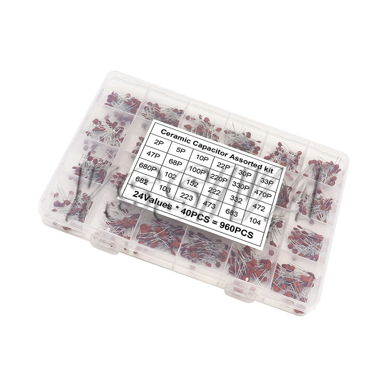 300pcs/960pcs Ceramic Capacitor Set 2pF-0.1uF Electronic Components Capacitor Assorted Kit Samples DIY