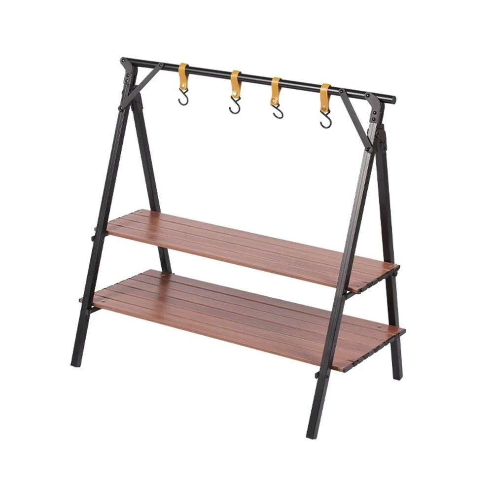 Double Layer Storage Rack L/A Type Aluminum Alloy Outdoor Camping Picnic Storage Camping Rack Camping Triangle Storage Rack