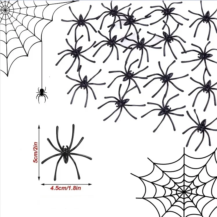 50/100 Stücke Party DIY Dekoration Halloween Leuchtende Gummi Gefälschte Spinne Kunststoff Figur Streich Spielzeug – Detail 5
