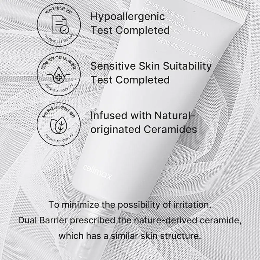 Celimax Ceramide Cream Double Barrier Repair Technology Deeply Locks Moisture Soothes Dryness Redness For Sensitive Skin All Day