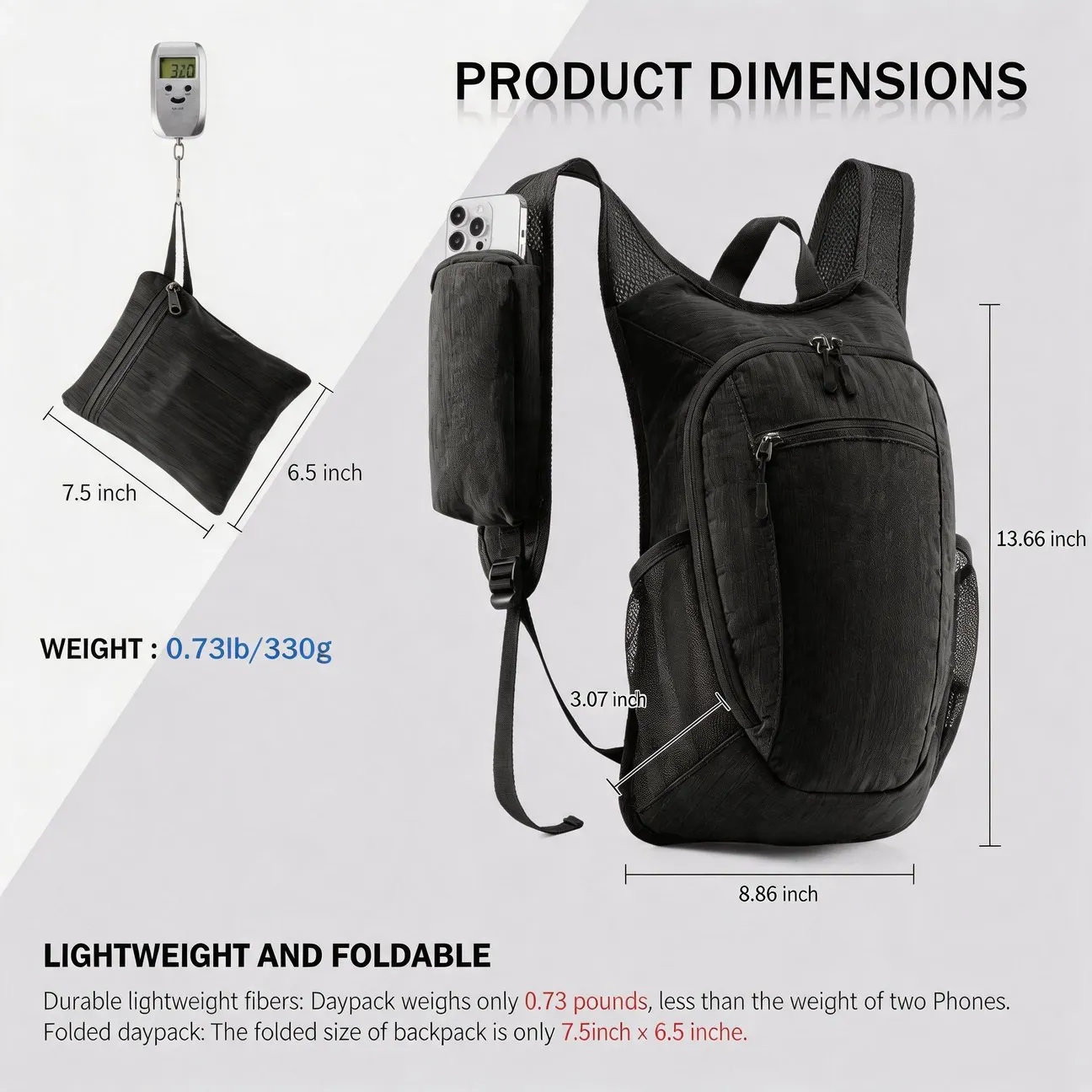 Small Capacity One Day Lightweight Hiking Travel Backpack Foldable Storage With Storage Bag for Daily Commute