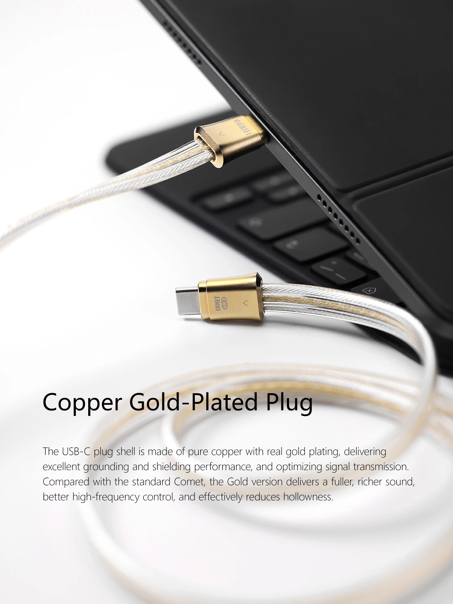 DD ddHiFi TC19CC Gold (Comet Gold) Digitales Signalkabel aus reinem Silber für HiFi DAC AMP, 10 cm/45 cm/100 cm – Detail 4