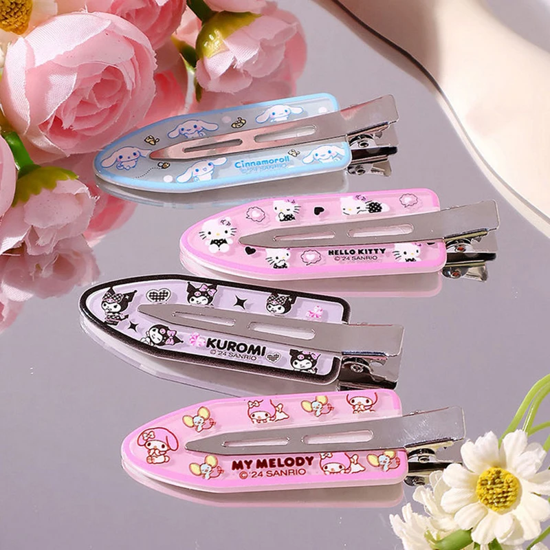 1 Pair Sanrio Hair Clips Anime Melody Kuromi Cinnamoroll Pochacco KT Hairpin Cartoon Artistic Fashions Accessories Gift For Girl