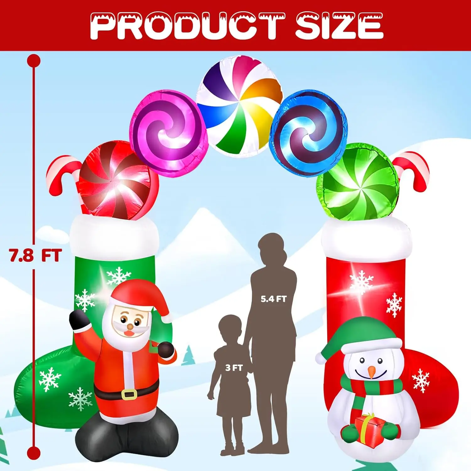 Christmas Inflatable Archway, Christmas Blow Ups Santa Claus and Snowman, Christmas Inflatable Outdoor Decoration