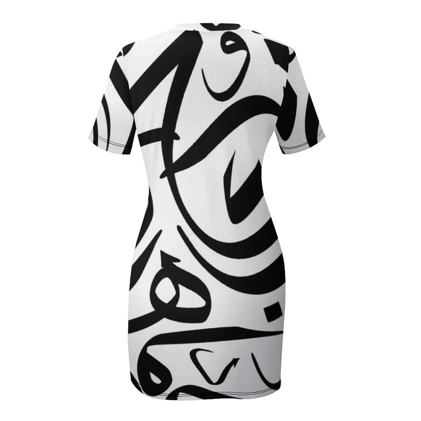 Robe longue à manches courtes pour femmes, motif de calligraphie arabe, t-shirts, tenue de plage, été 2025