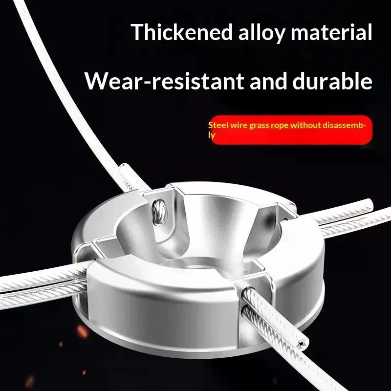 Universal Aluminum Grass Trimmer Head with 4 Lines Brush Cutter Head Thread Nylon Grass Cutting Line Head for Lawn Mower Silver