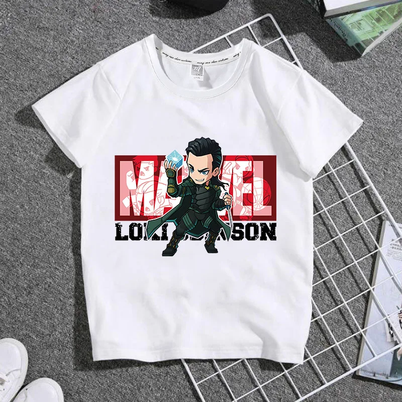 Kids Summer Tops Tees Cartoon Spiderman White Short Sleeve T-Shirt