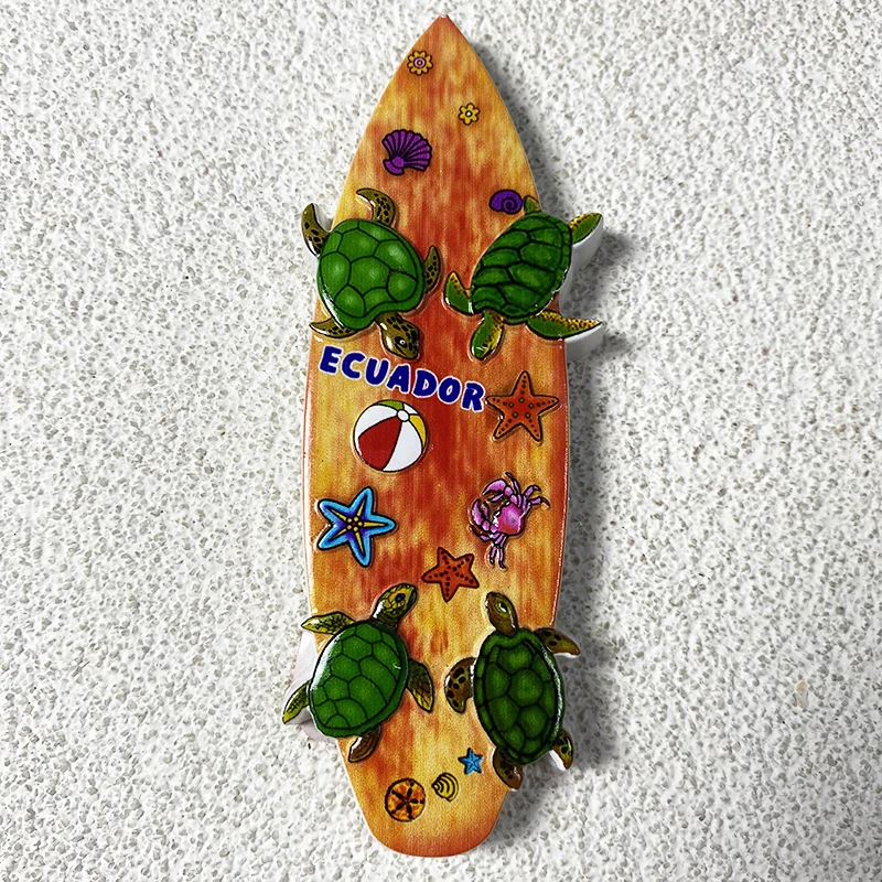 

Ecuador cultural tourism souvenirs 3d three-dimensional turtle magnetic refrigerator magnets Creative surfboard decorations