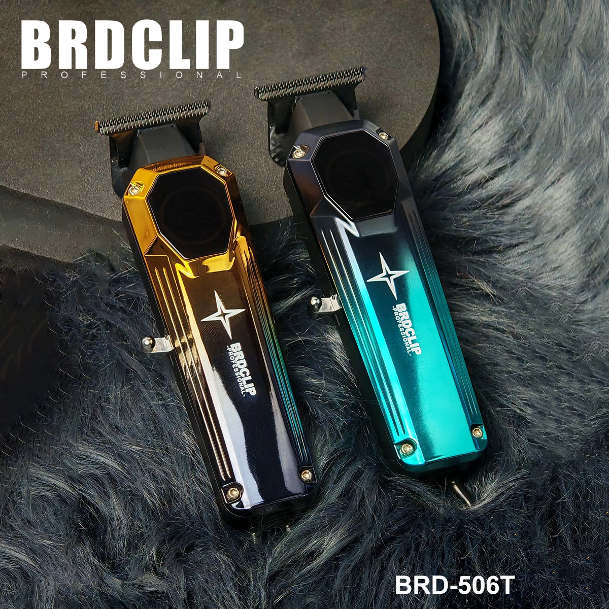 New Two Colors Professional Barber BRDCLIP 506T Hair Clipper 7000RPM DLC Blade Men's Trimmer Hanging Rings 1200mAh 3 Limit Combs