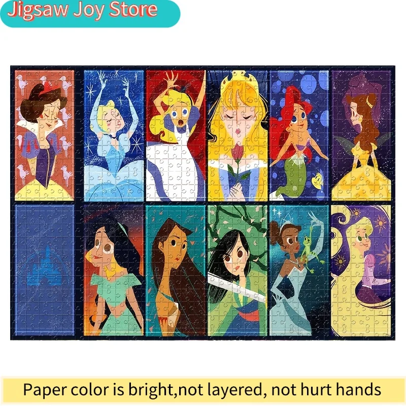 1000 قطعة لغز فسيفساء يدوية الصنع لشخصيات كرتونية من ديزني مثل الأميرة سندريلا وسنو وايت وآرييل وياسمين وبيل، هدية للعطلات