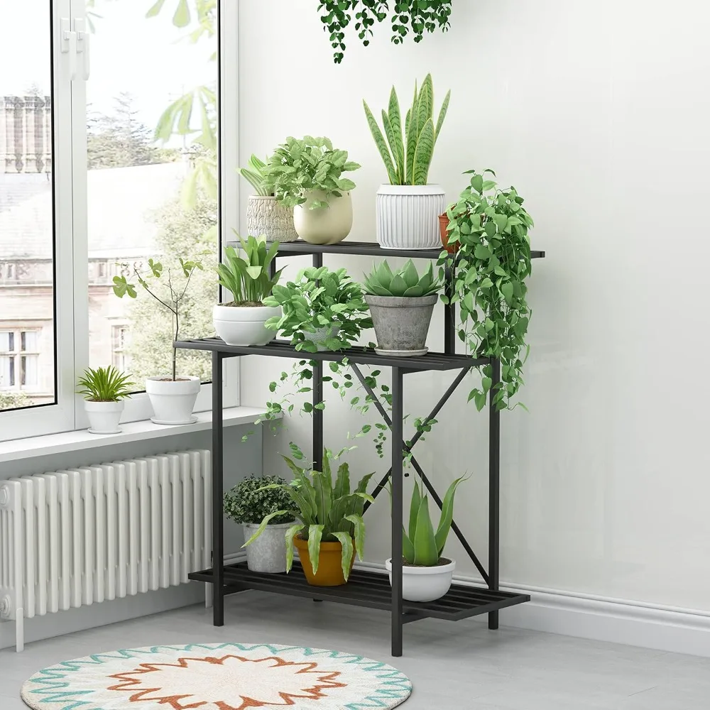 Zhongma 3 Tier Sturdy Plant Stand Space-Saving Heavy Duty Plant Holder for Home Indoor and Outdoor, L35.43 XW17.32 X H39.37 Inch