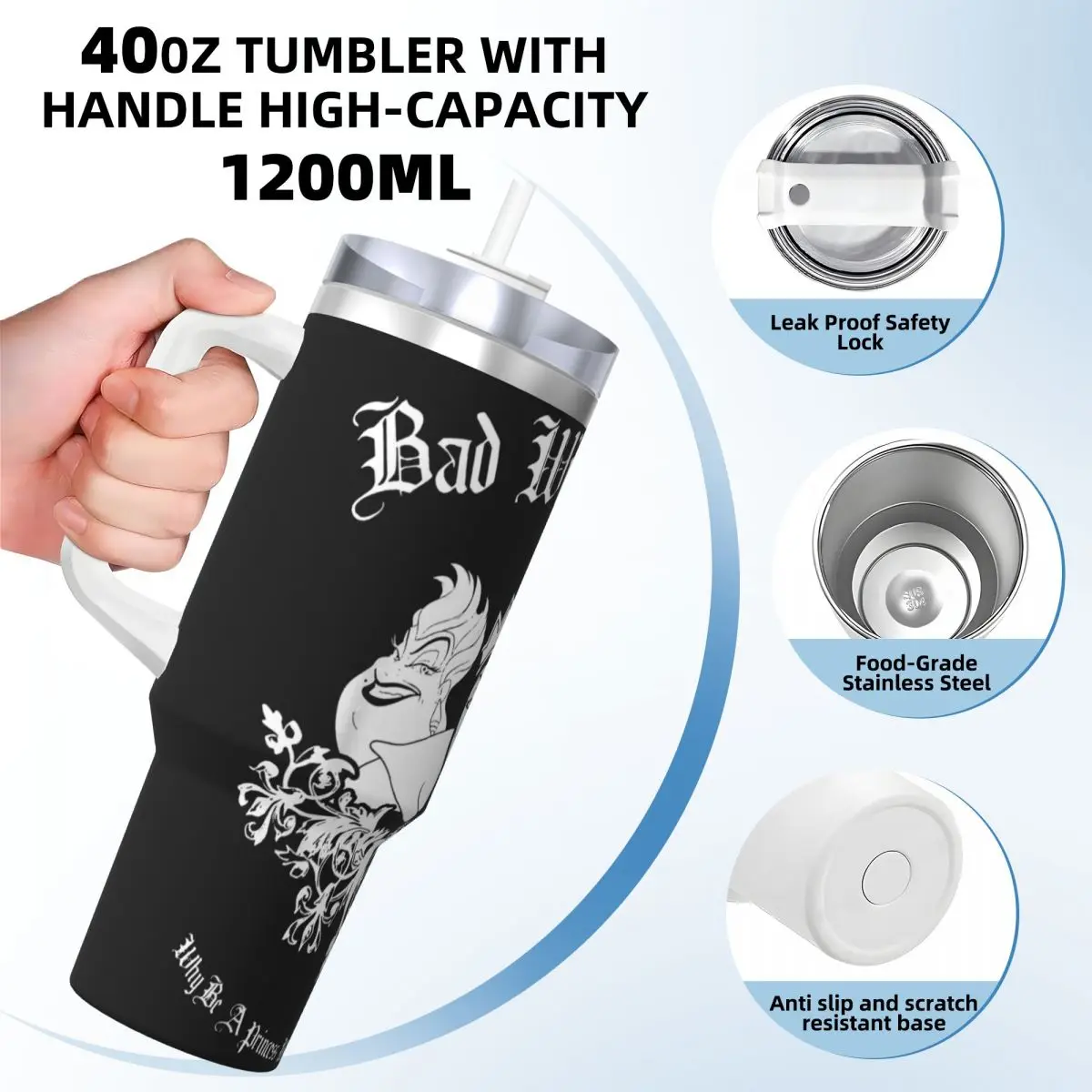 Stainless Steel Tumbler Villains Funny Bad Witches Club Group Shot Mugs With Straws Driving Leakproof Large Capacity Thermal Mug