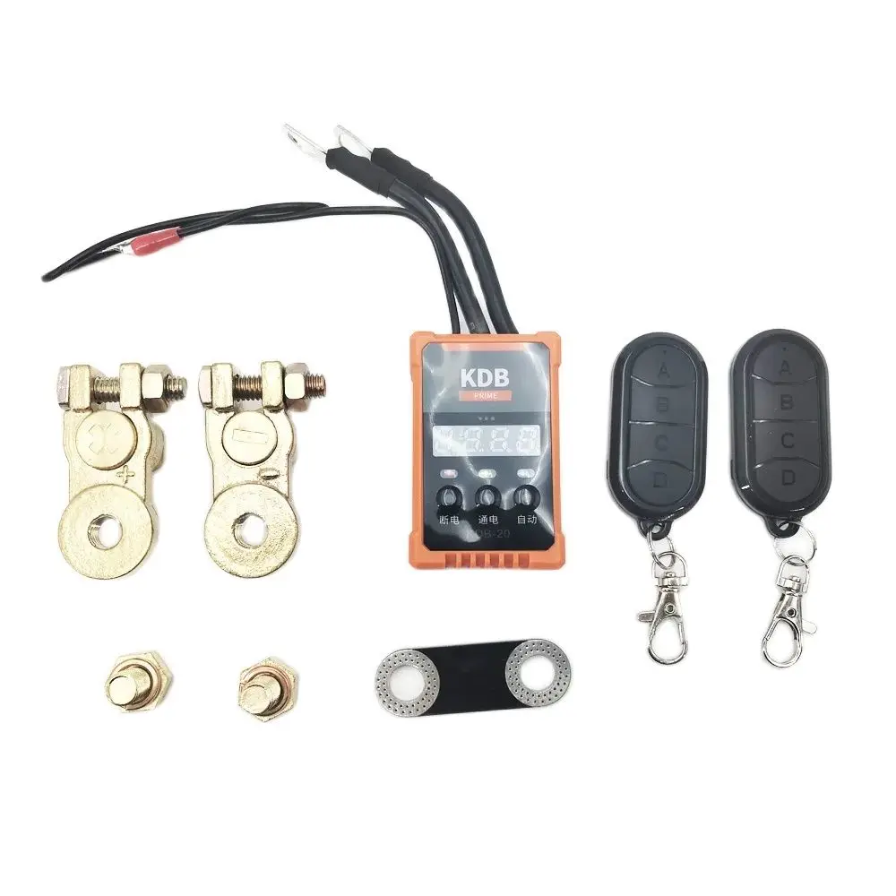 Dual Wireless Remote Car Battery Disconnect Cut Off Switches Voltmeter Display