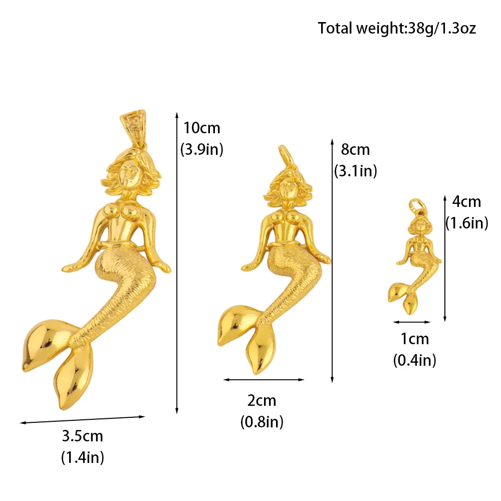 Fashion Mermaid Key Pendant for Women Necklaces Copper  Plated Jewelry Accessories Making Component Wholesale view 2