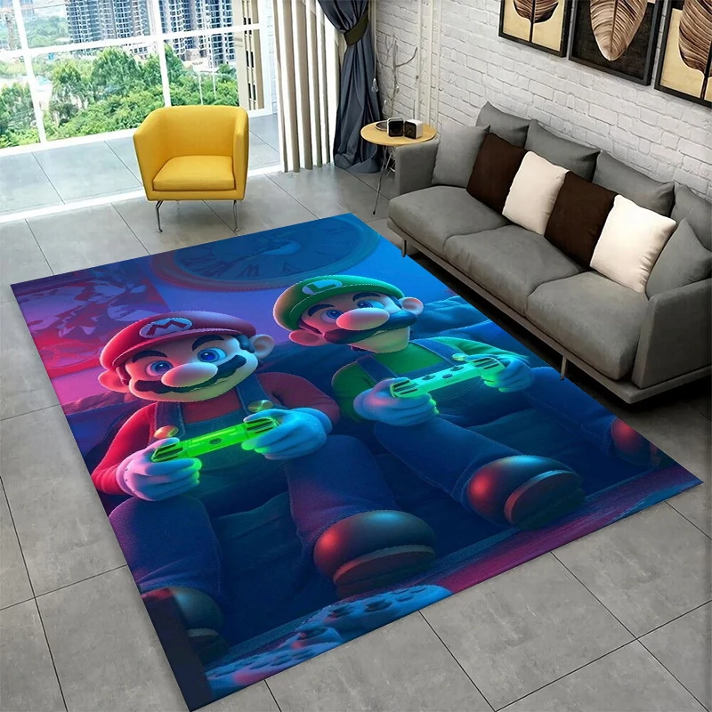 3D Cute Cartoon M-Mario Bros Game Non-Slip Area Rug for Living Room Bedroom Playroom,Carpet Floor Mat for Home Decor Holiday