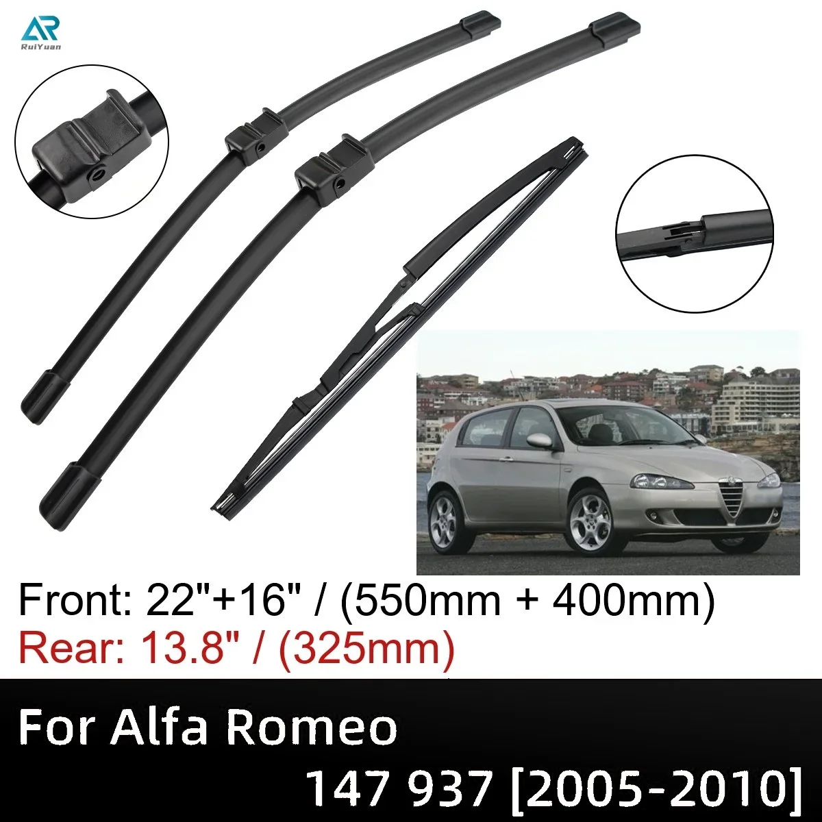 

Щетки стеклоочистителя для Alfa Romeo 147, 937, 2005, 2010-13,8, 22 дюйма + 16 дюймов + 2005 дюйма, аксессуары для резака 2006, 2007, 2008, 2009, 2010