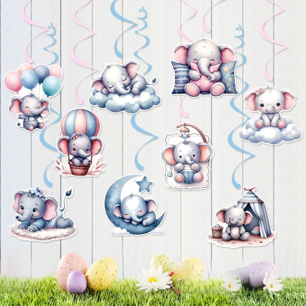 الأزرق الوردي الفيل كب كيك توبر الاطفال حفلة عيد ميلاد كعكة الديكور استحمام الطفل تفضل الجنس تكشف لوازم كعكة الحفلات #3