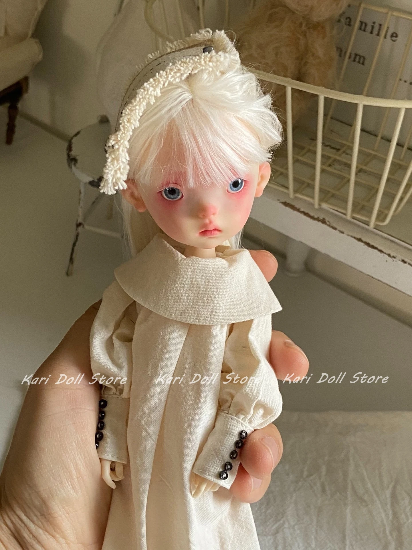 2026 Kari Doll Clothes and skirts Simple beige button-sleeved dress for Landazz Landoudou Doll
