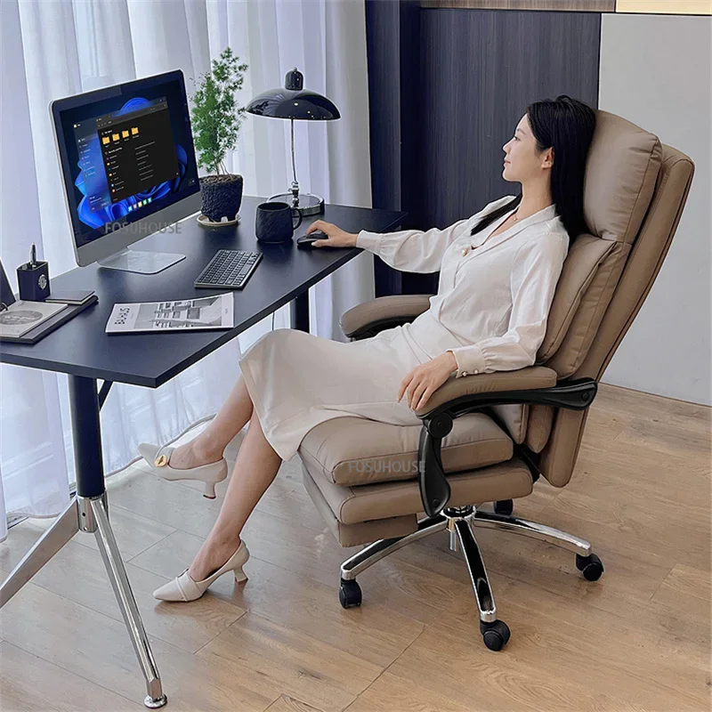 Computer Modern Chair Light Luxury Leather Recliner Chair Study Ergonomic Office Chairs Comfortable Sedentary Office Furniture