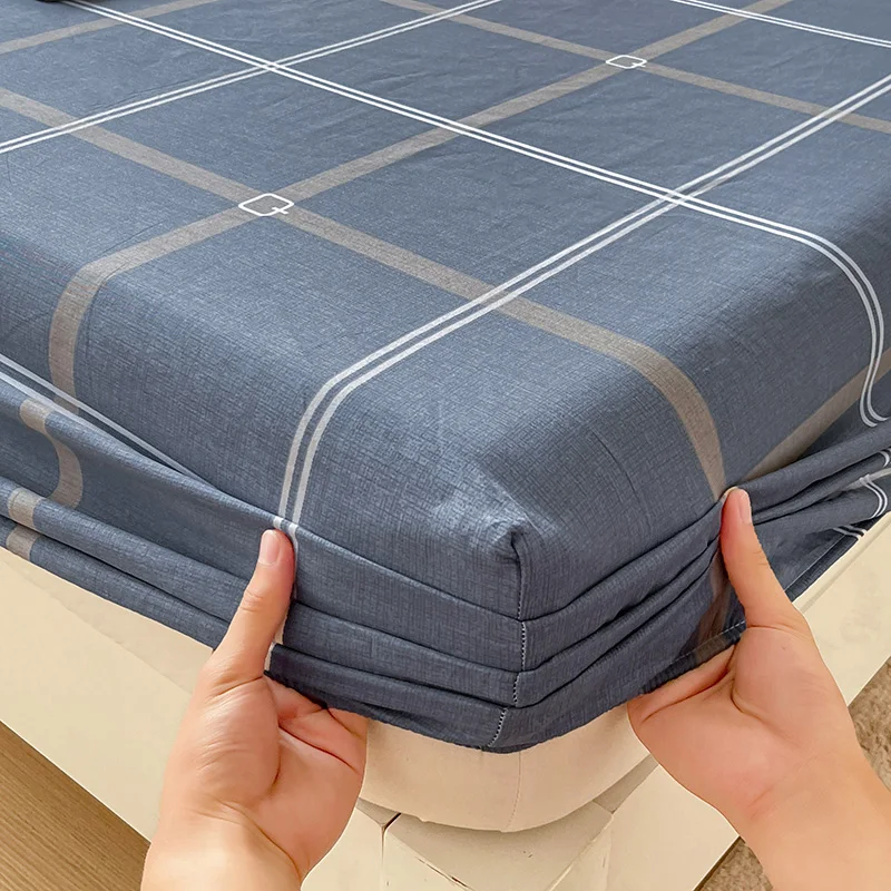 Bonenjoy 1pc Fitted Sheet Skin-friendly Bed Cover 100% Cotton Bed Linen Plaid Style Bedsheet постельное белье (No Pillowcase)