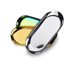 Golden Silver Stainless Steel Tray Surgical Medical Disinfection Plate For Eyebrow Lips Tattoo Sterilization Tools
