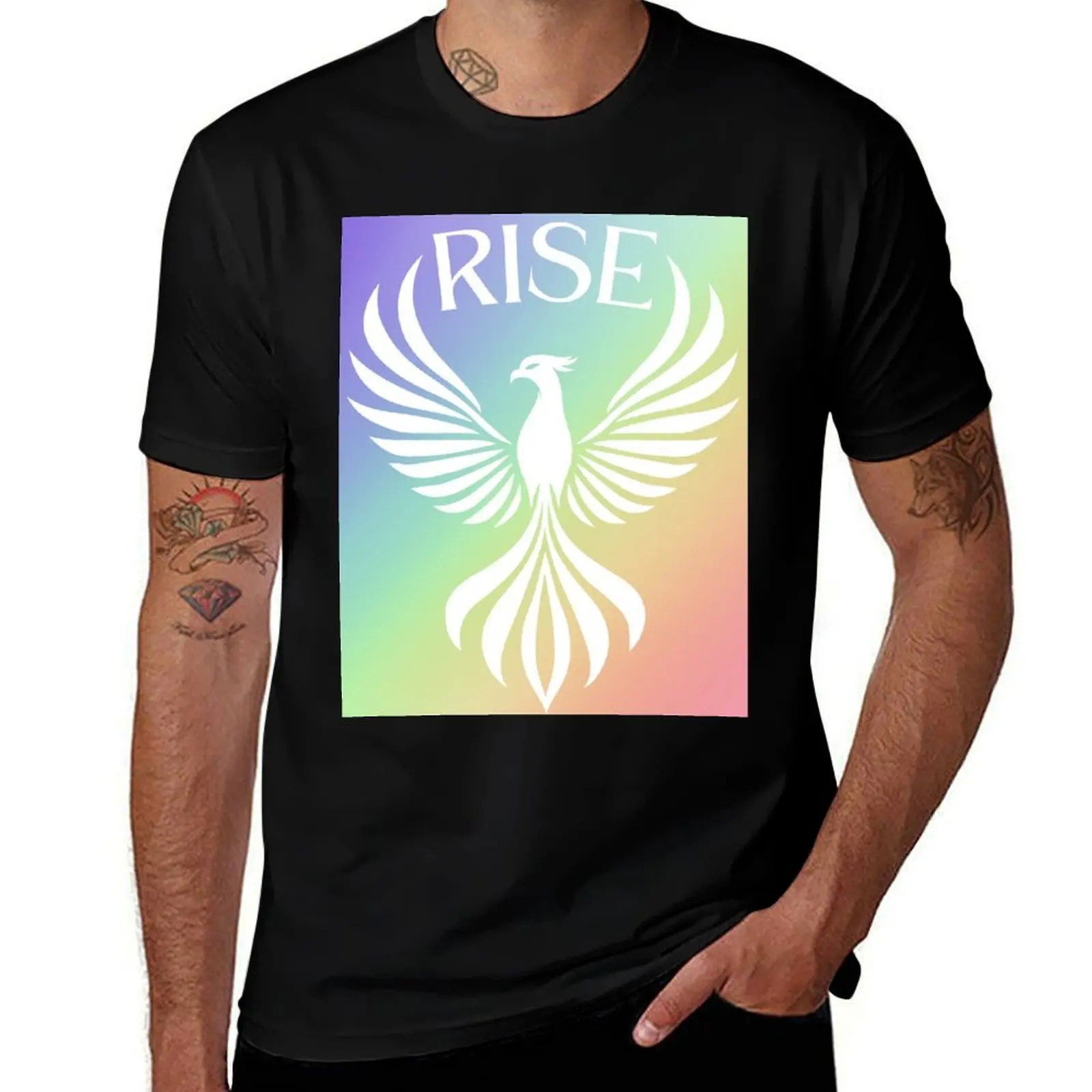 

Rainbow Rise Phoenix Design T-Shirt designer shirts quick-drying graphic shirts mens t shirt graphic